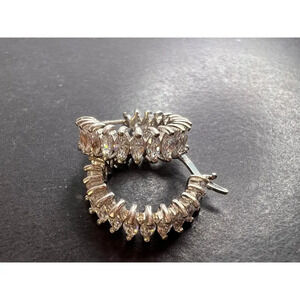 Marquis cut CZ hoop earrings in sterling silver